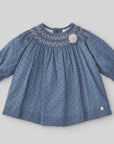 Baby Girl Blue Dress with grey details