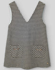 Girl Black & White Checked Pinafore Dress