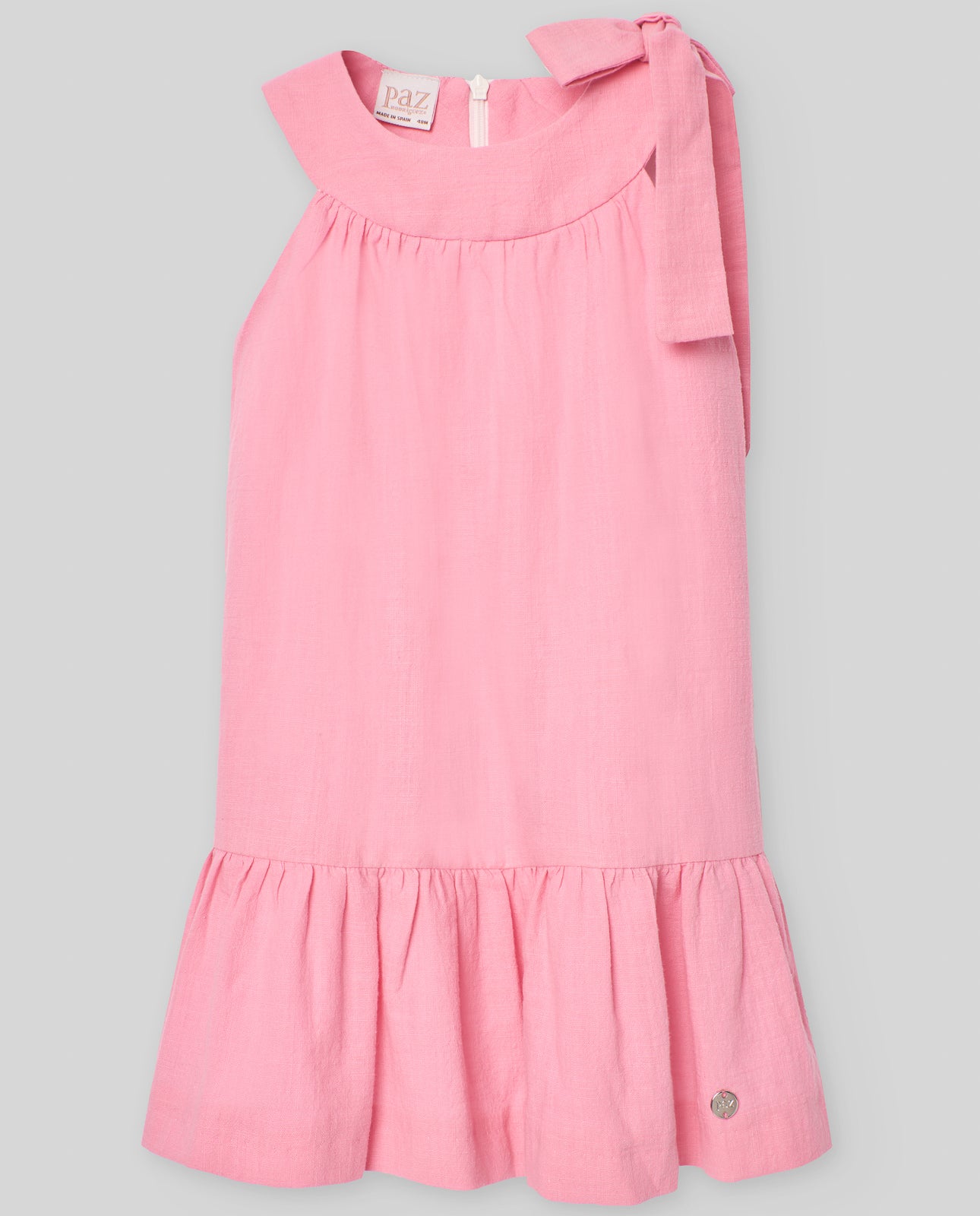 Girls&#39; dress Sleeveless with a round neckline.