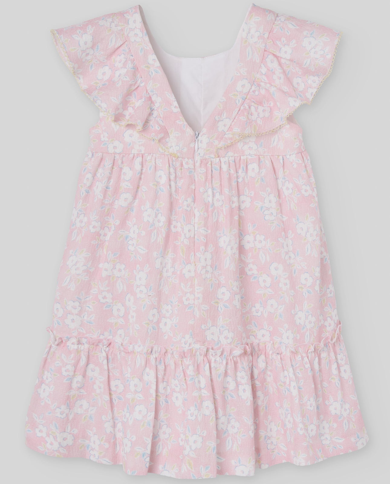 Dress for girl with floral print with ruffled sleeves