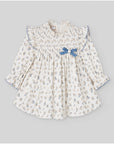 Floral Smocked Dress with Blue Bow