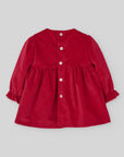 Red Velvet Dress with Embroidered Floral Band