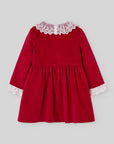 Red Velvet Dress with White Lace Collar