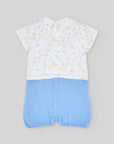 Short romper for baby boy with printed fabric