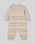 Beige Striped Knit Onesie