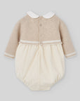 Beige Knit & Cream Bubble Romper