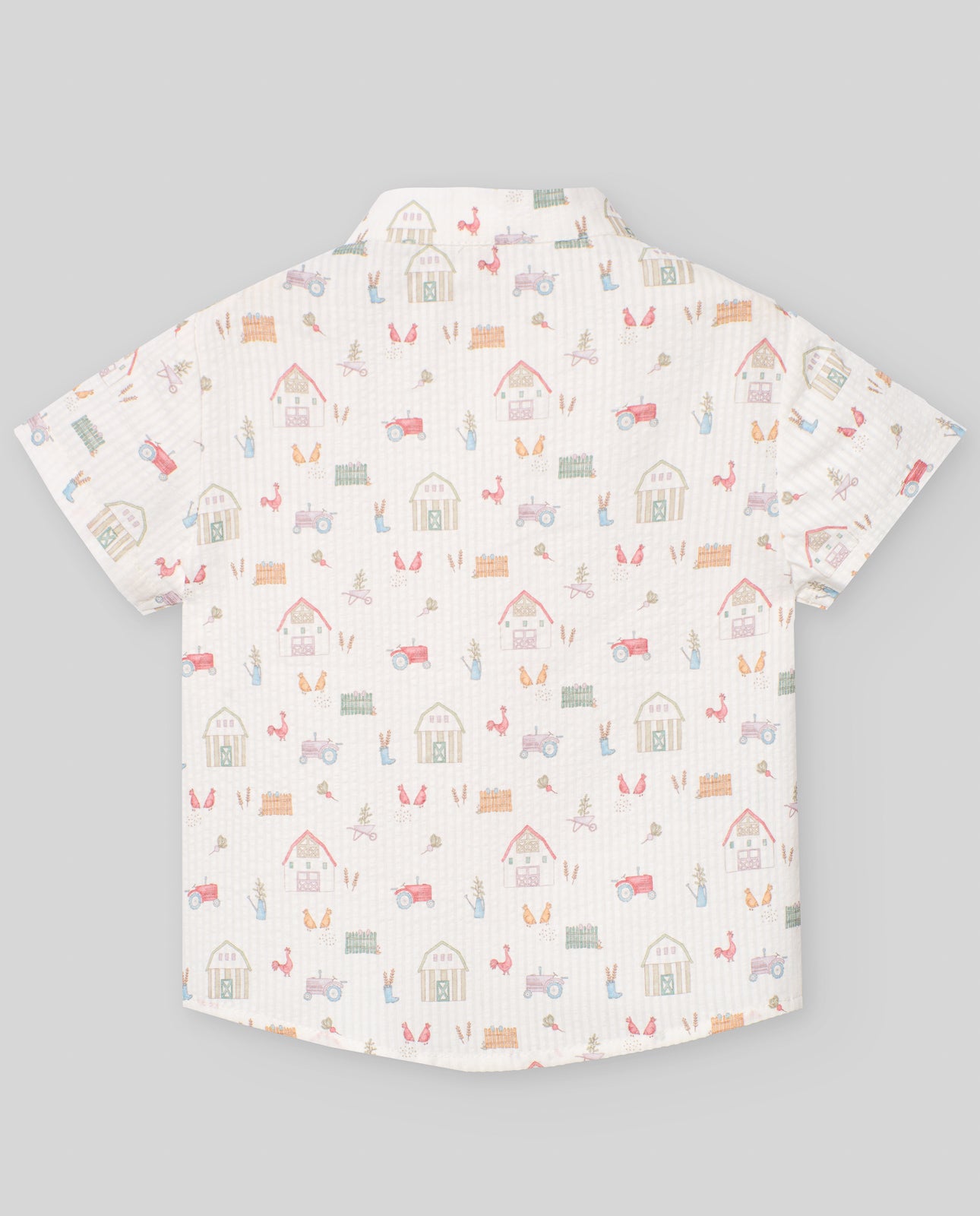 Boy summer shirt short sleeve in farm print