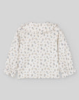 Floral & Pear Print Blouse with Ruffle Collar