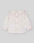 Bunny & Bow Print Blouse with Pink Lace Ruffle
