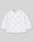 White Cat Print Blouse