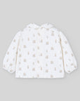 White Cat Print Blouse