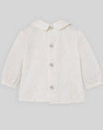 Cream Lace-Panel Blouse with Peter Pan Collar