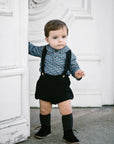 Dungaree shorts for baby in black color