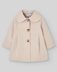 Soft Beige Coat with Wide Collar