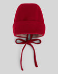 Deep Red Velvet Bonnet with Ties