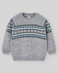 Textured Blue Diamond-Knit Sweater