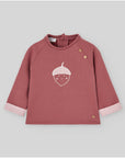 Dusty Rose Top with Smiling Acorn