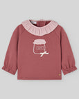 Dusty Rose Top with Jam Jar Embroidery