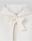 Cream Knit Cape with Satin Bow