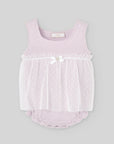 Knitted baby bodysuit with plumeti tulle overlay