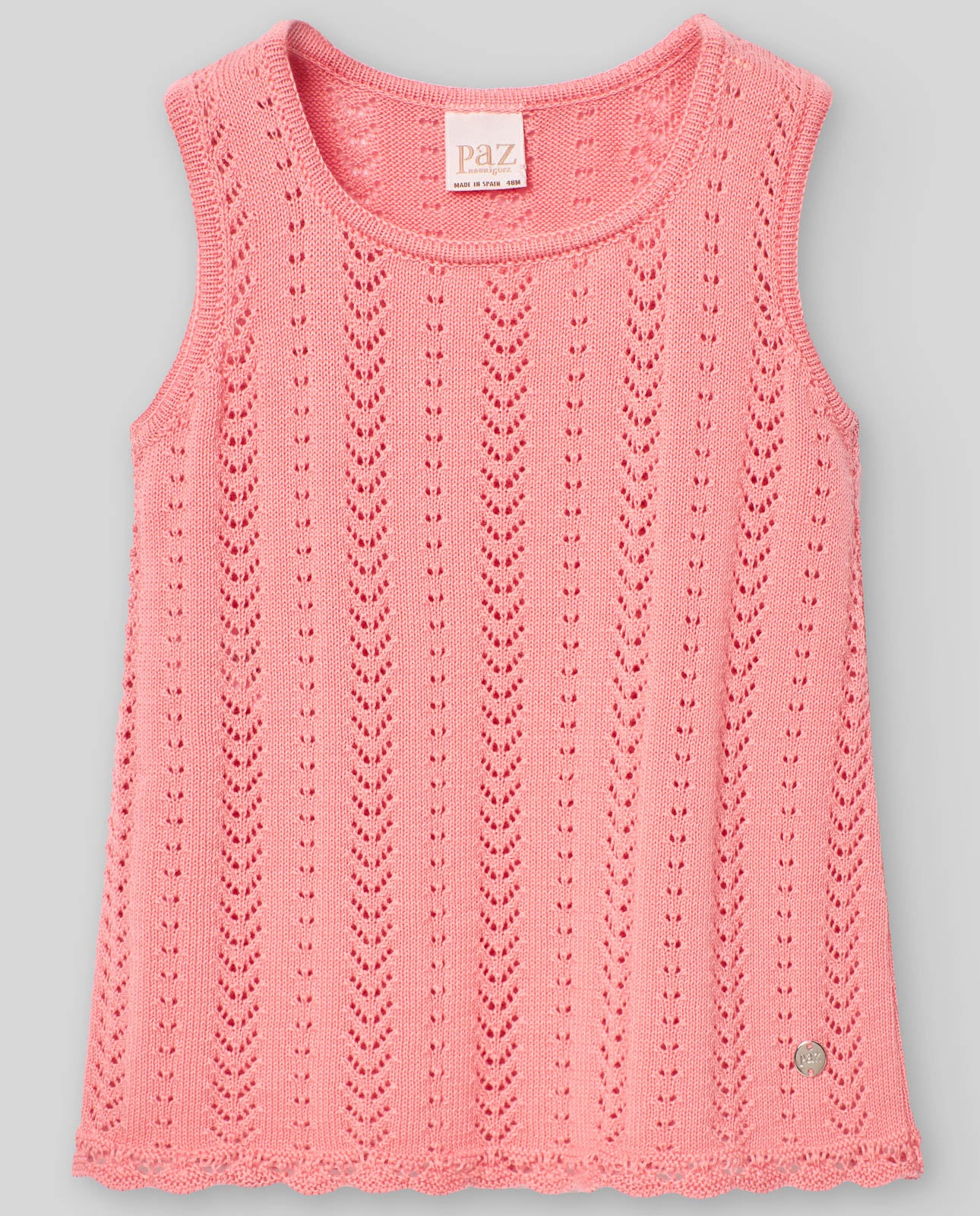 Knit top for girls in salmon colour