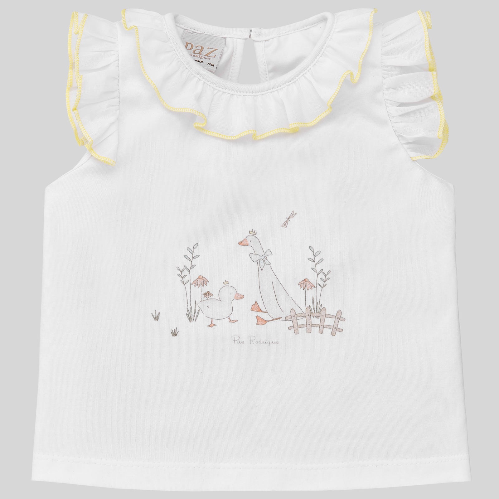 Baby Girl White Knitted Printed T-shirt