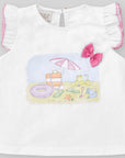 Baby Girl White and Pink logo T-shirt