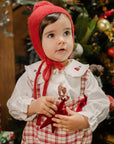 Baby Girl Red Checked DUNGAREE "ACEBO" with Ribbon
