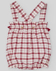 Baby Girl Red Checked DUNGAREE "ACEBO" with Ribbon
