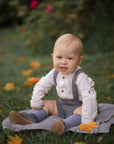 Ivory Cotton Shirt with Mao collar & hedgehogs