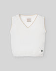 V-NECK KNIT VEST IN WHITE