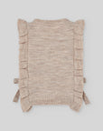 Beige Pointelle Knit Top with Ruffle Sleeves