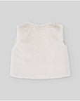 Cream Faux-Fur Vest with Satin Bow