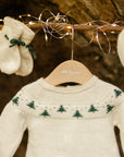 Button Back Ivory Knitted Sweater with Christmas Tree Details