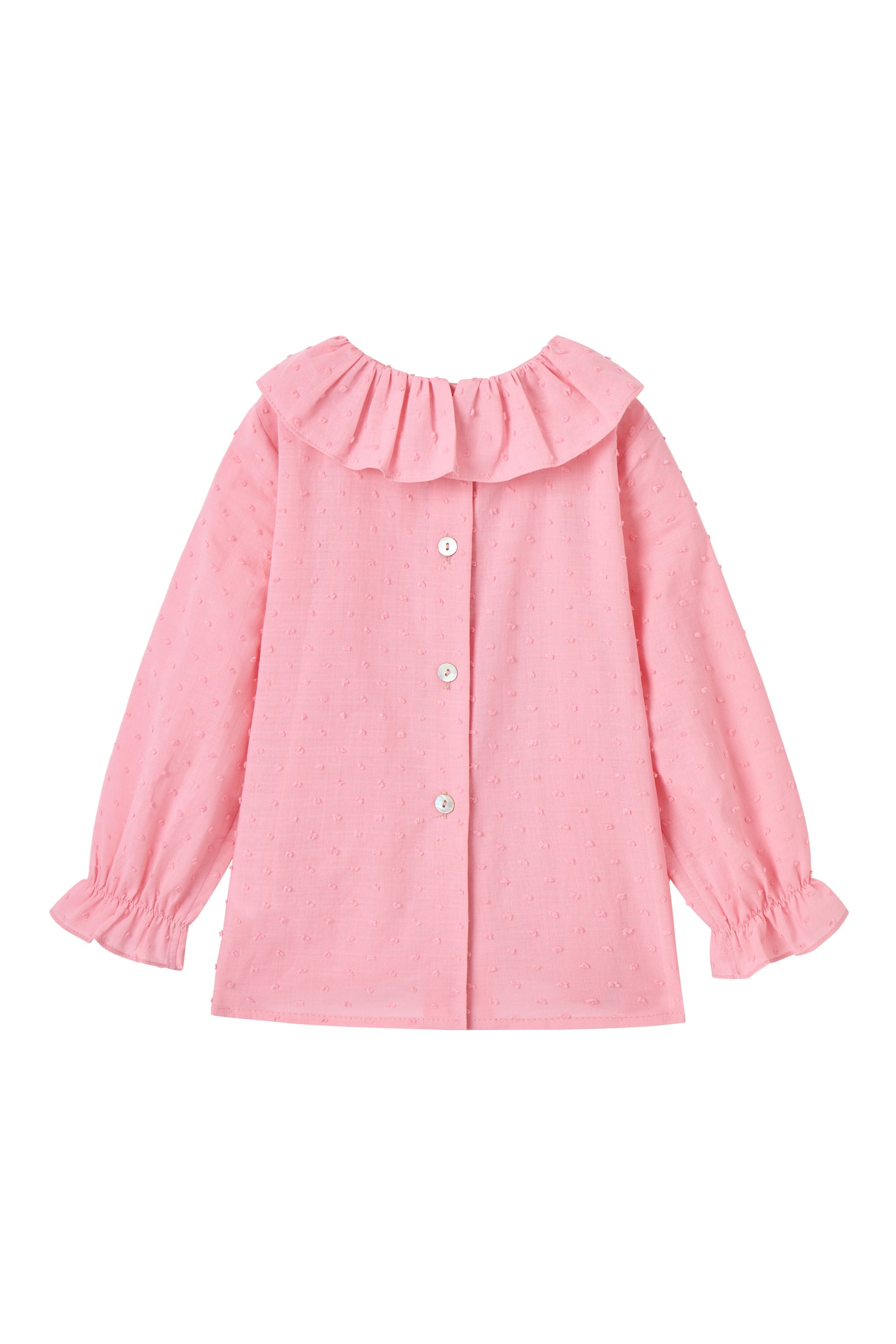 Girls' Pink Ruffle Collar Blouse