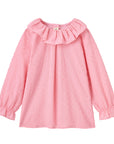 Girls' Pink Ruffle Collar Blouse