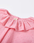 Girls' Pink Ruffle Collar Blouse