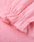 Girls' Pink Ruffle Collar Blouse
