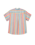 Colorful vertical striped shirt with Mao collar