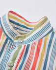 Colorful vertical striped shirt with Mao collar