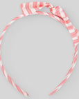 Girls Coral Headband in striped fabric