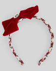Red Velvet Bow Headband on Tartan Base