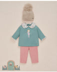 Baby Girl Green Sweatshirt with a Collar