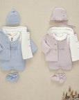 KNIT BABY DUNGAREE  with Ribbon