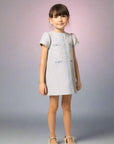 Chanel-inspired Blue Dress with gold metallic buttons