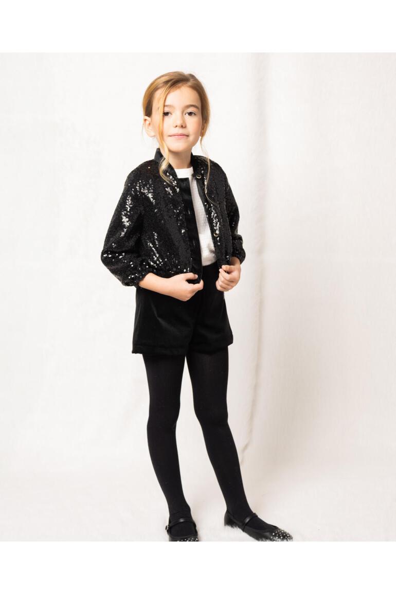 Girls’ black velvet shorts