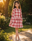 Red and white plaid dress MIBONBON