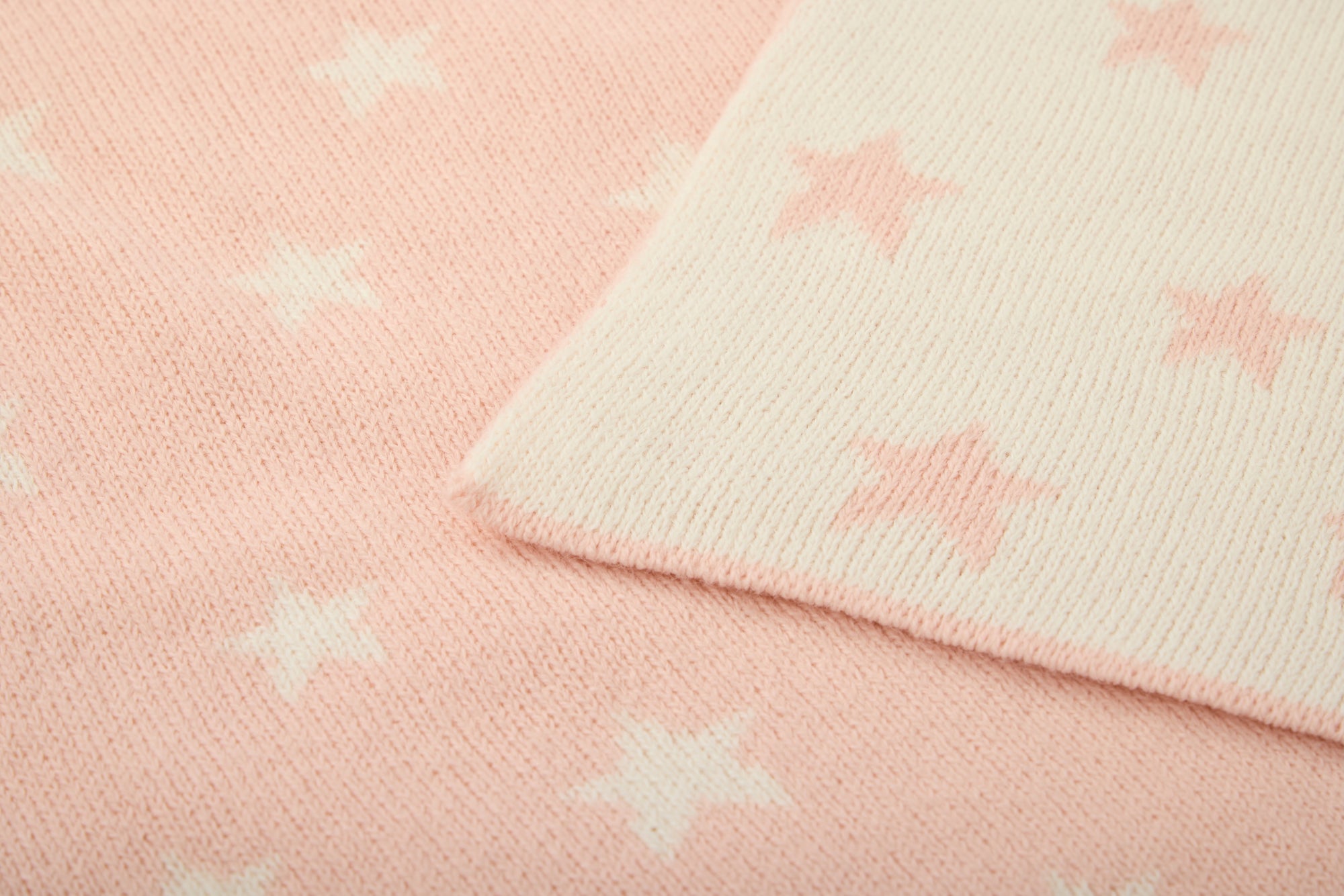 Star-print Knitted Baby Blanket in Blush Pink