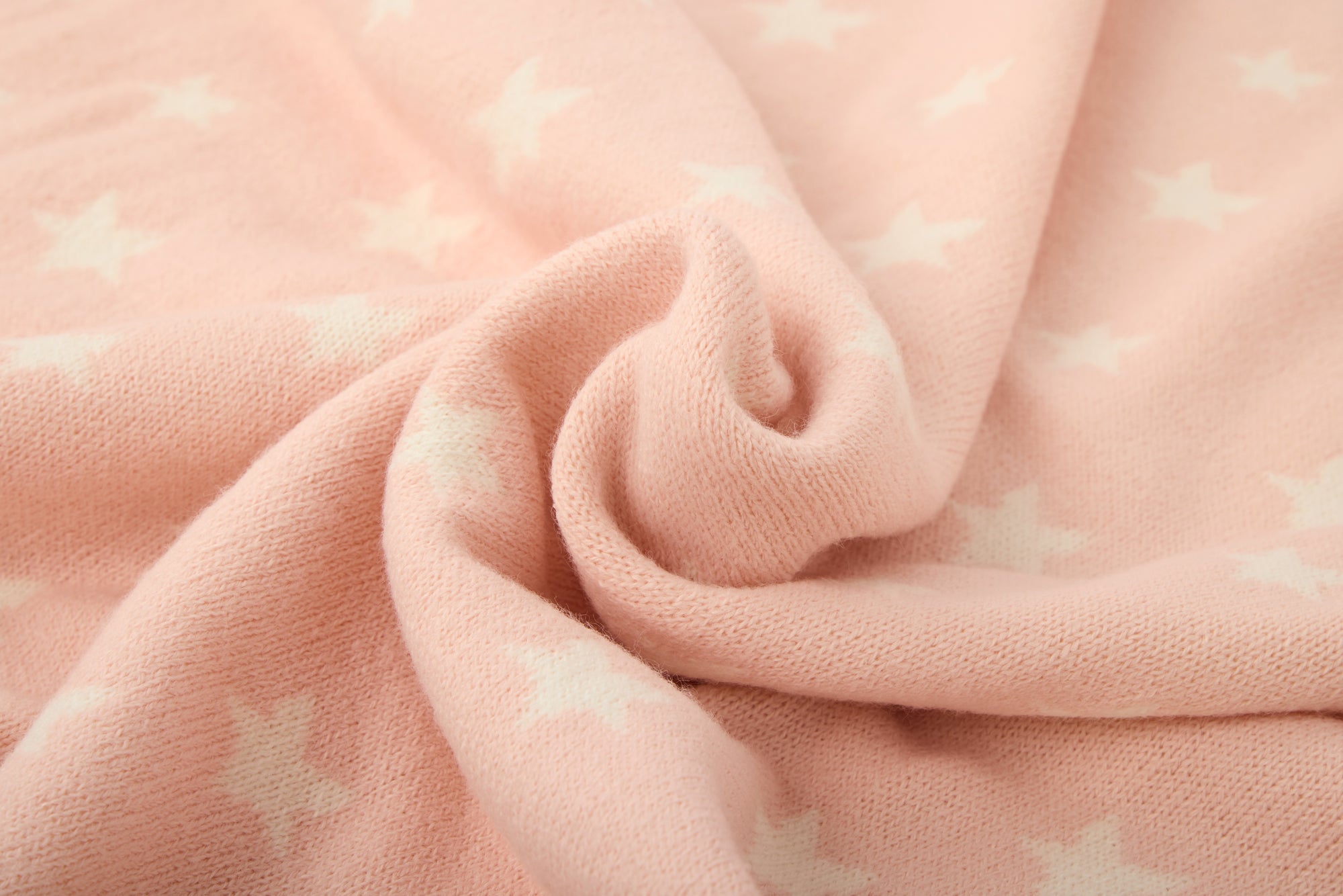 Star-print Knitted Baby Blanket in Blush Pink