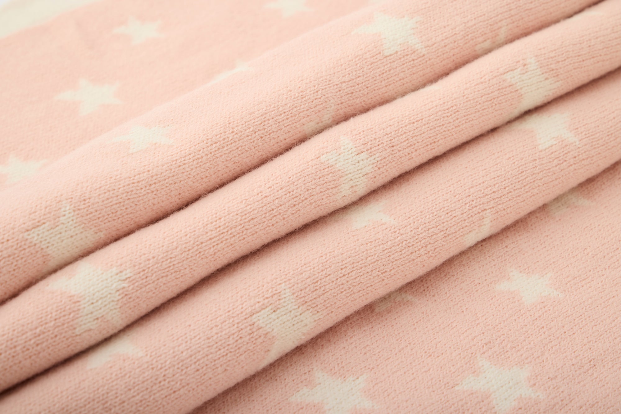 Star-print Knitted Baby Blanket in Blush Pink